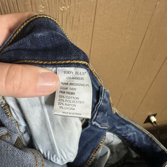 Judy Blue Skinny Fit Jeans Womens 14W High Rise Distressed Ankle Denim Dark Wash - Picture 6 of 6